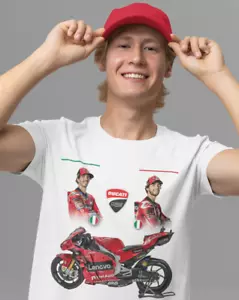 T-Shirt Francesco Bagnaia & E Bastianini Ducati Lenovo Team Moto GP S,M,L,XL - Foto 1 di 3