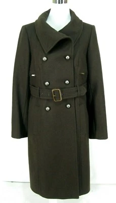 Abrigo Militar BCBG Maxazria M Mezcla Lana Marrón Cinturón Chaquetón Mediano Nuevo sin Etiquetas Foto 1 de 4