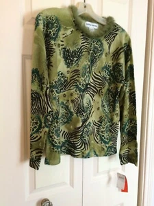 Cathy Daniels Women’s Sweater With Rabbit Fur Edging Size Medium NWT - Picture 1 of 5