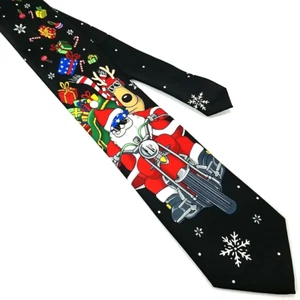 Noel Holiday Collection Luxus Weihnachtskrawatte schwarz Santa Motorrad Krawatte - Bild 1 von 6