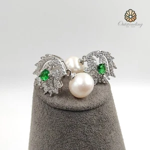 Pendientes colgantes de gota rosa agua de mar 9 mm PT950 cristal base Navidad - Imagen 1 de 19