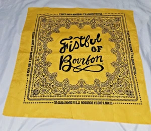 Fistful of Bourbon bandana Handkerchief Vintage Sign new old stock yellow black - Picture 1 of 8