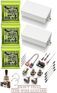 EMG 81 + 85 WHITE HUMBUCKER SET SHORT  POTS & B289 SWITCH ( 3 REGULAR SLINKY ) - Picture 1 of 2