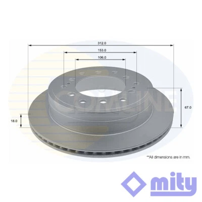 Fits Toyota Land Cruiser Prado 2002- Land Cruiser 1988-� Brake Disc Rear Mity #1 - Изображение 1 из 2