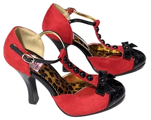 Zapatos de salón Pleaser Pin Up Couture con correa en T mini lazo tacones altos para mujer talla 5 Smitten 10 - Imagen 1 de 9
