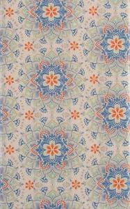 Colorful Floral Kaleidoscope Vinyl Flannel Back Tablecloth Var. Sizes - Picture 1 of 5