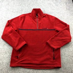Vintage Abercrombie Fitch Pullover Mens Large Red Spell Out Fleece 1/4 Zip Y2K - Picture 1 of 9