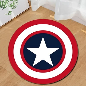 Captain Shield Round Rug - Superhero Themed Carpet for Kids & Marvel Fans Rug - Picture 1 of 9