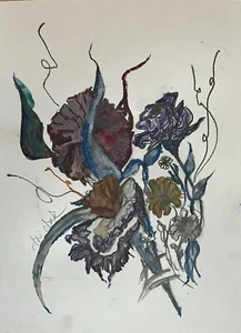 Original Abstract signed lori clark 11x14 Drawing /Painting GIFT Floral USA Now - Picture 1 of 12