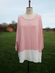 Pink Jersey Top White Chiffon Hem Colour Block Tunic ANTHOLOGY Plus Size 32 BNWT - Picture 1 of 4