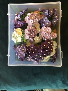 30 small bunches hand made exquisite paper flowers lilac purple white from Etsy - Picture 1 of 4