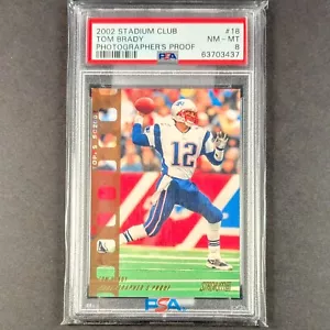 2002 Tom Brady /199 3xRarer Than Black Refractor Stadium Club #18 PSA 8 NO 9 10 - Picture 1 of 3