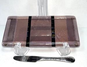 BUTTERDOSE AUS VERSCHMOLZENEM GLAS 7" handgefertigt VERRE VISAGE STUDIO NEU - Bild 1 von 7