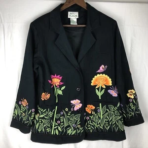 Quacker Factory Floral Embroidered Jacket Ladies Size Small Coat - Picture 1 of 21