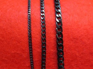 16"-50" 3/5/7MM STAINLESS STEEL BLACK PLATED CUBAN CURB LINK CHAIN NECKLACE-BLK - Picture 1 of 2