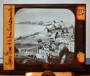 Vintage Magic Lantern Glass Slide CHICAGO Lake Michigan from Auditorium Roof - Picture 1 of 1