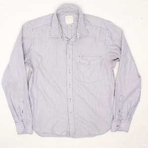 Billy Reid Work Shirt Mens M Blue White Stripe Cotton Button Front Long Sleeve  - Picture 1 of 10