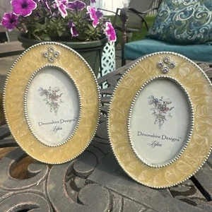 Enamel Picture Frames Heavy 3.5” X 4.5” Butterscotch Yellow - Picture 1 of 6