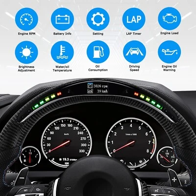 Volante LED de fibra de carbono para BMW M5 M6 M8 F10 F90 F06 F12 F13 F93 Foto 1 de 4
