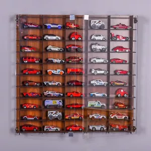 1:64 Toy Car Wall Shelf, Hot wheels Display Case for 50 Cars with Acrylic Doors - Picture 1 of 8