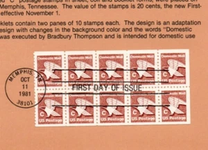 USPS FDC Souvenir Sheet Nondenominated "C" Booklet (10) Scott #1948A - Picture 1 of 2