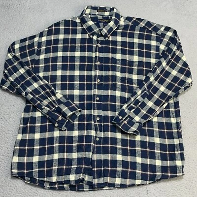 Chesterfield Flannel Shirt Mens 2XL Master Weaves Heavy Cotton Blue Plaid Warm - Image 1 of 4