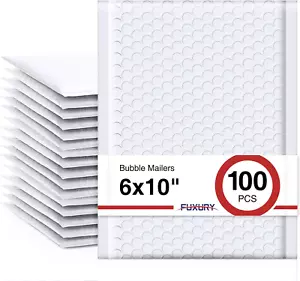 6X10" 100 Pack White Bubble Mailers Usable Self Seal Padded Mailing Envelopes - Picture 1 of 11