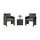 3 Pcs Patio Garden Cushioned Wicker Dining Furniture Set W/storage Table & Cover