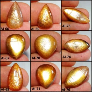 Fabulous 100% Natural Rainbow Lattice Sunstone Pear Marquise Cabochon Gemstone - Picture 1 of 10