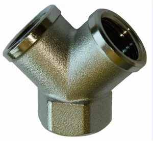 Y-Verteiler Luftweiche 2-fach Innengewinde, Messing vernickelt,Druckluft - Bild 1 von 2