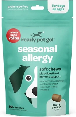 READY PET GO SUPPLEMENTS Ready Pet Go Allergy and Immune Support for Dogs Seasonal Allergy Chews, 90 ch