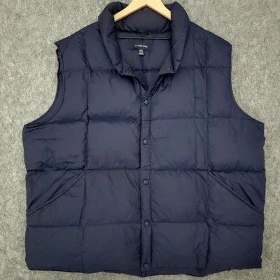 Lands End Vest Mens 2XL XXL Navy Blue Down Puffer Insulated Winter Pockets Warm - Image 1 of 4