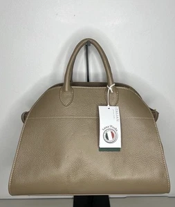NWT Anna Paola Italian Leather Suede Satchel Riva Color Taupe - Picture 1 of 10