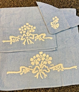 Martex Bad & Handtuch, Waschlappen Set (3 USA blau & weiß geformt strukturiert - Bild 1 von 24