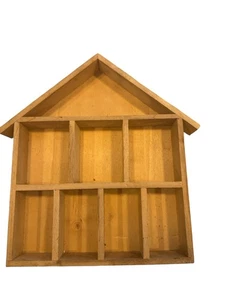 Set 3 Wood House Shaped Shadow Box - 8 Compartments Varied Sizes 10 X 8 X 1.5 - Picture 1 of 12