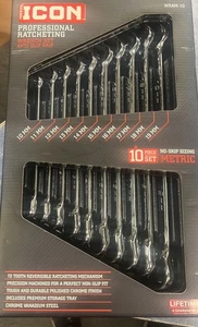 ICON WRAM-10 Metric 10pc Pro Ratcheting 10mm-19mm Anti-Slip Wrench Set - NEW - Picture 1 of 1