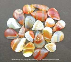 Cabujón de ágata con bandas de cornalina natural de 100 quilates, 3-4 piezas, lote de piedras preciosas sueltas - Imagen 1 de 10