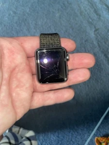 Apple Watch Series 3 Nike 38mm Cracked Screen Works Factory Reset - Picture 1 of 2