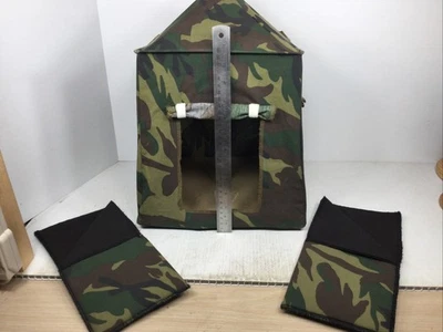 1/6 SCALE CAMOUFLAGE TENT + 2- SLEEPING BAGS FOR 12” TALL FIGURES DIORAMA ACC’S - Image 1 of 4