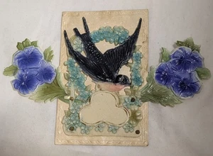 Antique Mechanical Vtg Postcard Die Cut Embossed Swallow Morning Glories 1900 - Picture 1 of 3
