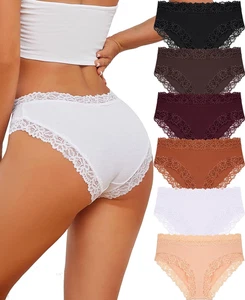 Cotton Underwear for Women Cheeky Bikini Womens Underwear Pack Sexy Lace Wasit H - Picture 1 of 13