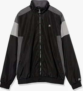 Authentic Starter Men's Windbreaker Jacket Size Medium Full Zip Gray Black NWTs - Picture 1 of 4