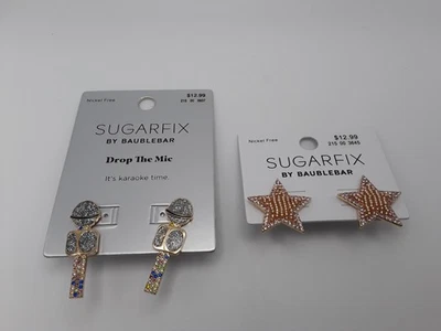Lot Of 2 SUGARFIX BaubleBar Drop The Mic, Rose Gold Stars New With Tags - Image 1 of 4