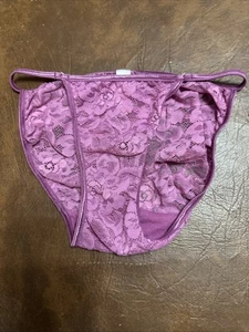 Rare 2000 Victorias Secret Purple Lace String Bikini Panties S - Picture 1 of 4