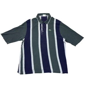 Lacoste Polo Shirt Short Sleeve Vintage 90s Striped Green Mens 2XL 7 - Picture 1 of 8