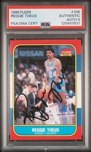 1986 Fleer Basketball AUTOGRAPH Reggie Theus #108 Signed PSA Auth PSA/DNA Auto 9 - Picture 1 of 2