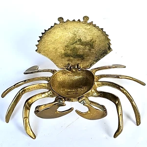 Vintage massiv Messing Krabbe Lift Top bewegliche Krallen Zigaretten Aschenbecher antik selten 1702 - Bild 1 von 12