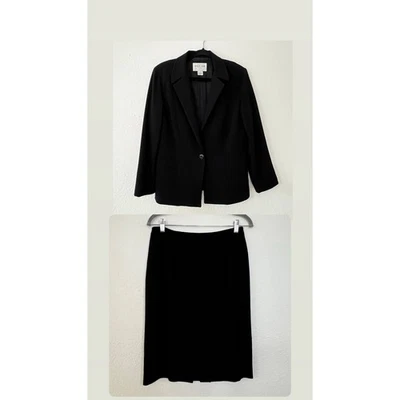 Oscar By Oscar De La Renta 100% Lana Negro Falda Traje Chaqueta Talla 10 - Falda Talla 12 Foto 1 de 4