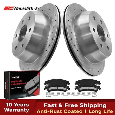 Rear Drilled Rotors Brake Pads for 1999 - 2006 Chevy Silverado GMC Sierra 1500 - Image 1 of 4