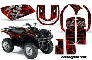 YAMAHA GRIZZLY 660 CREATORX GRAPHICS KIT DECALS STICKERS SAMURAI RED-BLACK - Picture 1 of 1